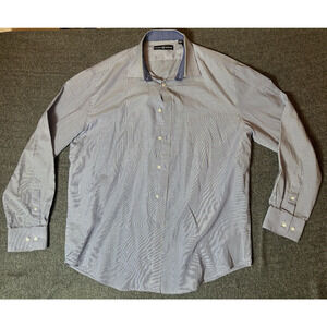 Society Of Threads Mens Size Large‎ Blue Pinstripe 16-16.5 Long Sleeve Button Up